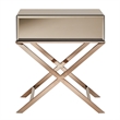 iNSPIRE Q Beveled Mirror & Metal Accent Campaign Table in Champagne Gold