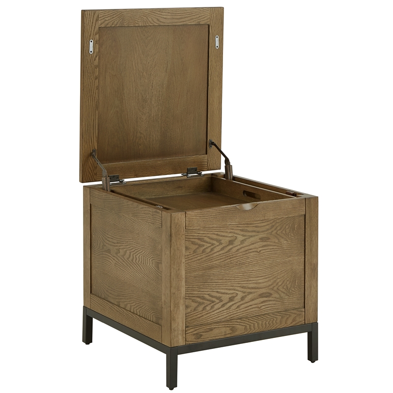 iNSPIRE Q Modern Wood Trunk End Table with Removable Tray in Oak Brown/Black