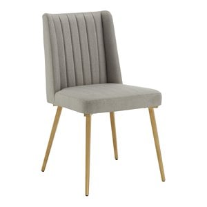 iNSPIRE Q 19.55&quot Modern Fabric Dining Chair in Light Gray/Brass (Set of 2)