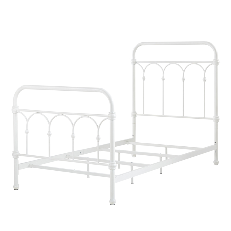 iNSPIRE Q Twin Size Casted Knot Metal Bed in Antique White