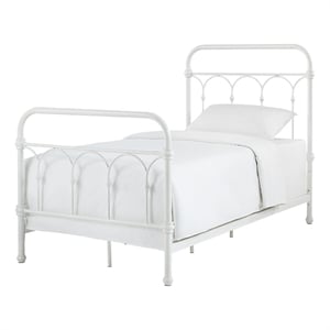 iNSPIRE Q Twin Size Casted Knot Metal Bed in Antique White