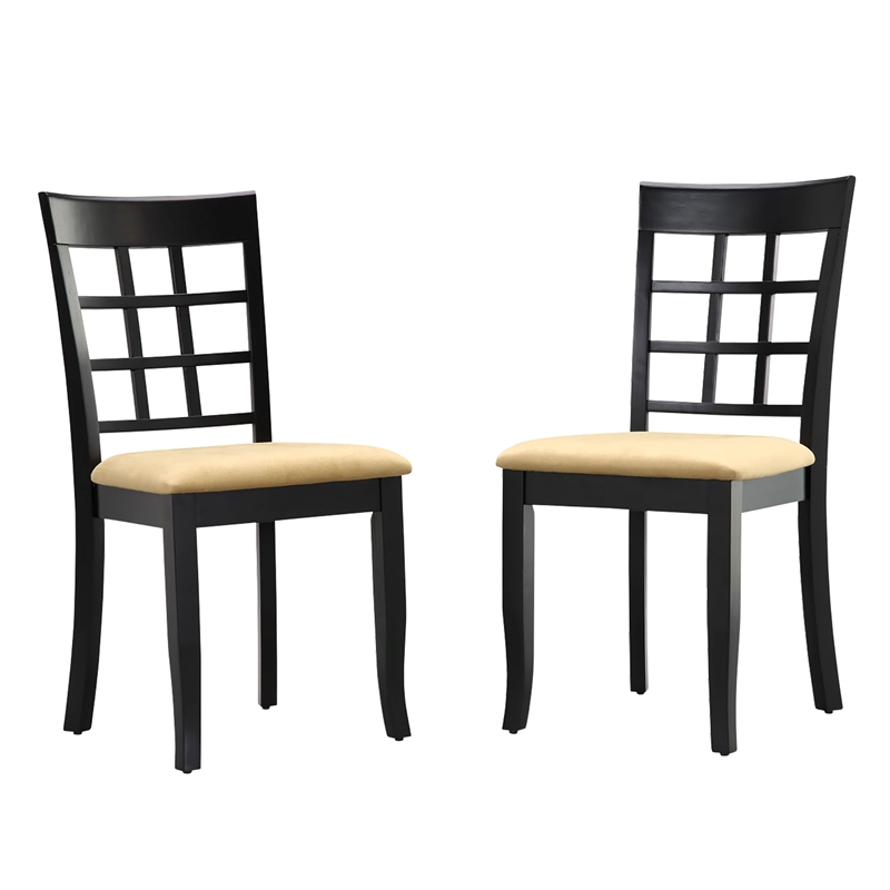 Black Wood Beige Microfiber Dining Chairs (Set of 2) by iNSPIRE Q Classic
