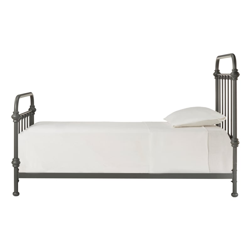iNSPIRE Q Twin Size Antique Graceful Victorian Metal Bed in Frost Gray
