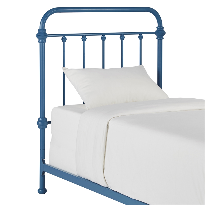 iNSPIRE Q Twin Size Antique Graceful Victorian Metal Bed in Blue Finish