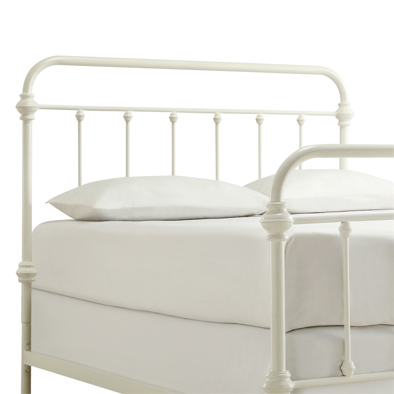 iNSPIRE Q Full Size Antique Graceful Victorian Metal Bed in Antique White