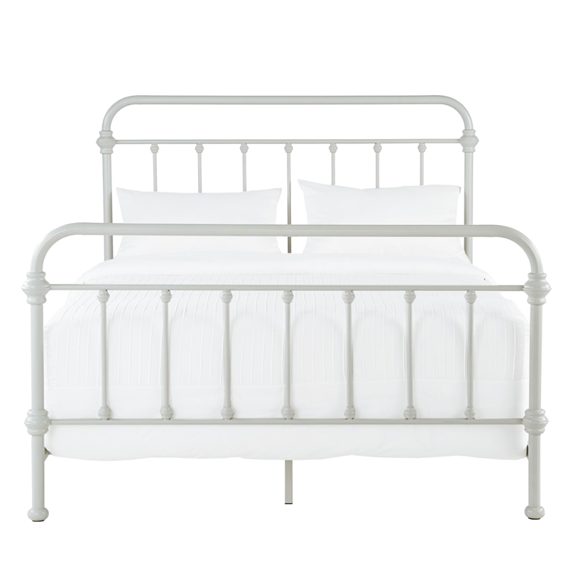 iNSPIRE Q Queen Size Antique Graceful Victorian Metal Bed in Silver Birch