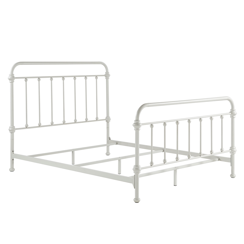 iNSPIRE Q Queen Size Antique Graceful Victorian Metal Bed in Silver Birch