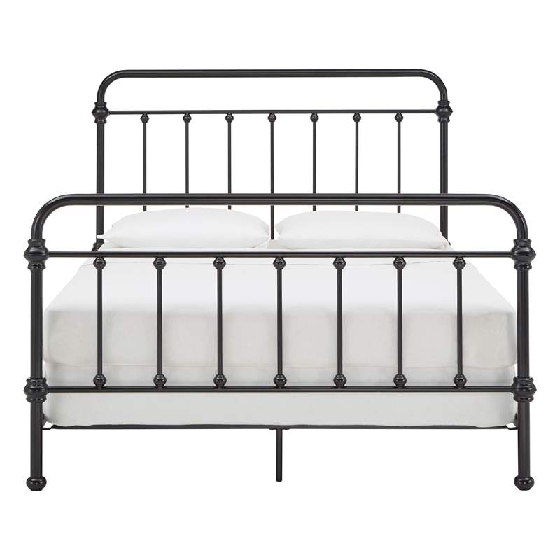 iNSPIRE Q Queen Size Farmhouse Antique Graceful Victorian Metal Bed in Black