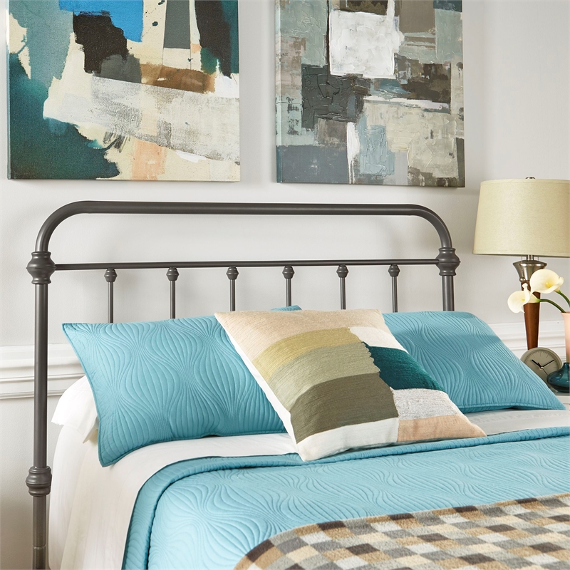 iNSPIRE Q Full Size Antique Graceful Victorian Metal Bed in Frost Gray