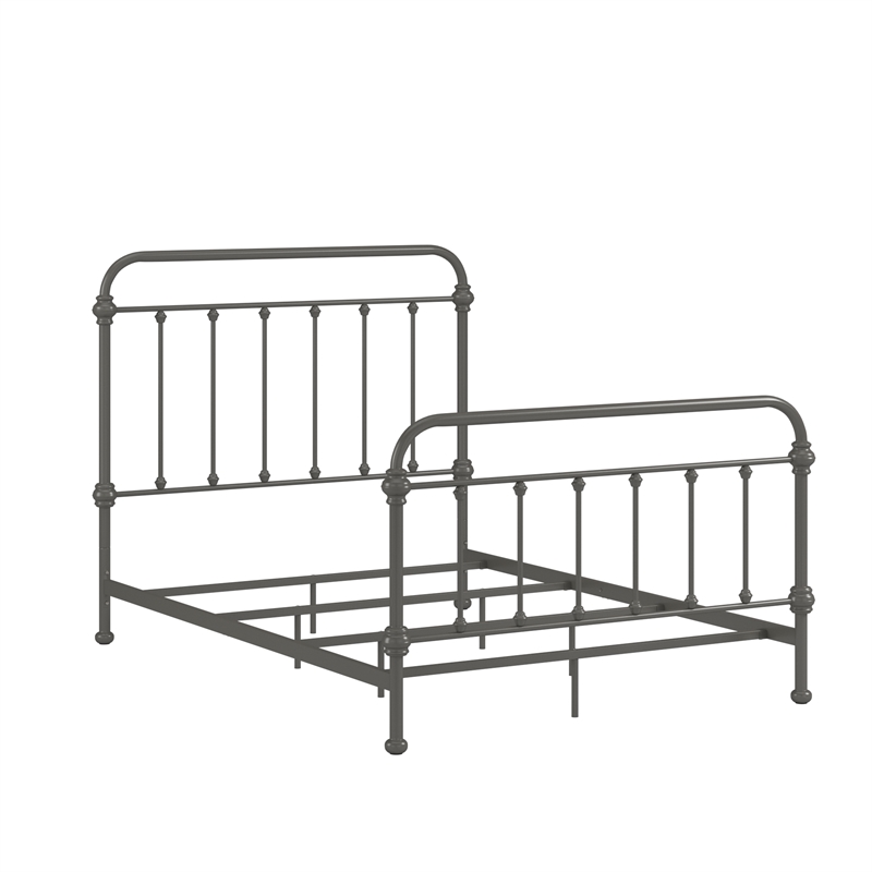 iNSPIRE Q Full Size Antique Graceful Victorian Metal Bed in Frost Gray