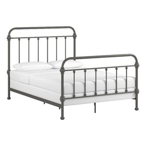 iNSPIRE Q Full Size Antique Graceful Victorian Metal Bed in Frost Gray