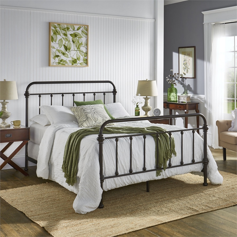 iNSPIRE Q Queen Size Antique Graceful Victorian Metal Bed in Antique Dark Bronze