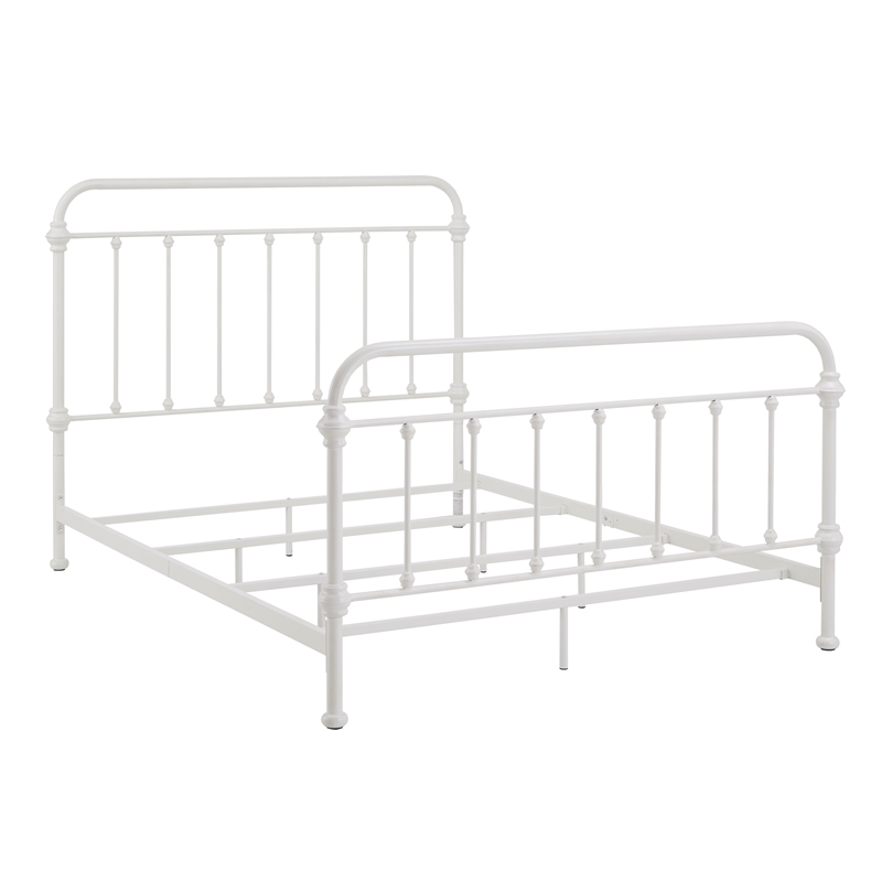 iNSPIRE Q Queen Size Antique Graceful Victorian Metal Bed in Antique White