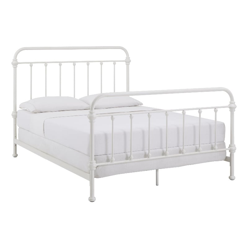iNSPIRE Q Queen Size Antique Graceful Victorian Metal Bed in Antique White