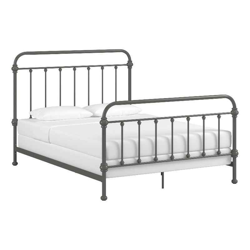 iNSPIRE Q Queen Size Antique Graceful Victorian Metal Bed in Frost Gray