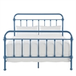 iNSPIRE Q Queen Size Antique Graceful Victorian Metal Bed in Blue Finish
