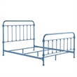 iNSPIRE Q Queen Size Antique Graceful Victorian Metal Bed in Blue Finish