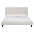 iNSPIRE Q King Size Metal Wood and Velvet Fabric Platform Bed in Cream White