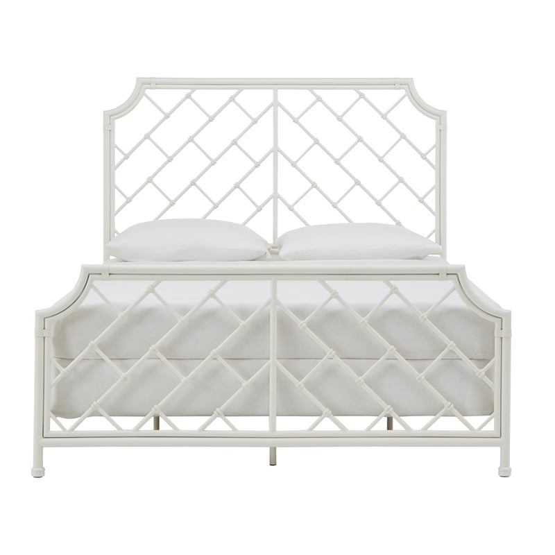 iNSPIRE Q Farmhouse Metal Geometric Mosaic Queen Bed in White