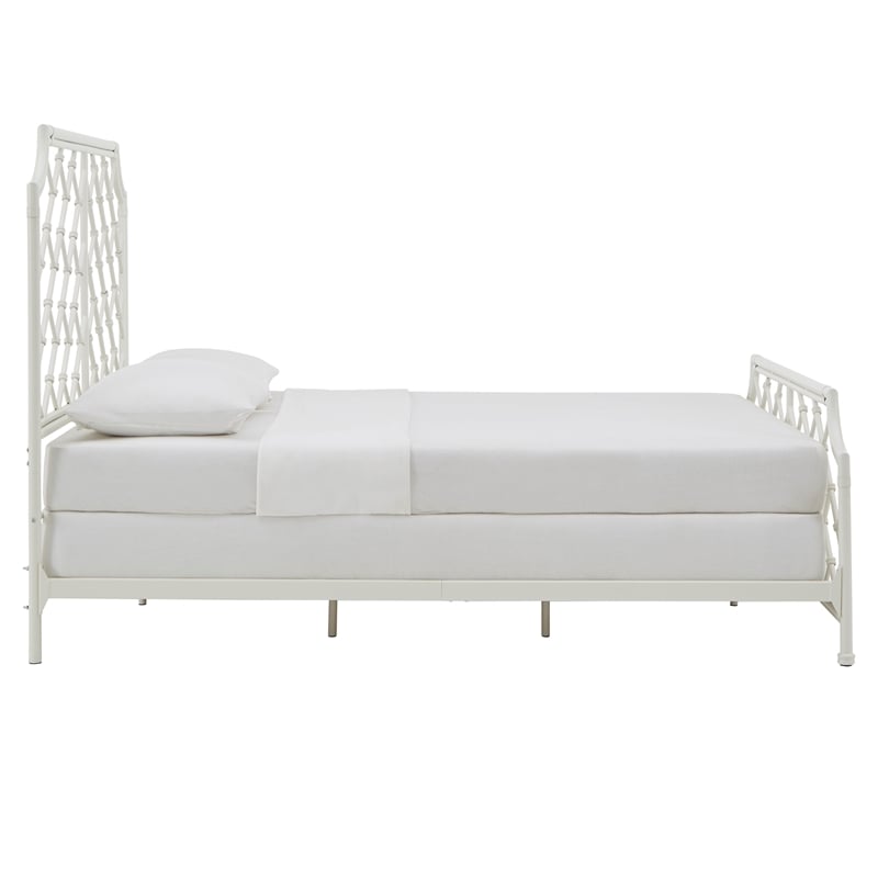 iNSPIRE Q Farmhouse Metal Geometric Mosaic Queen Bed in White