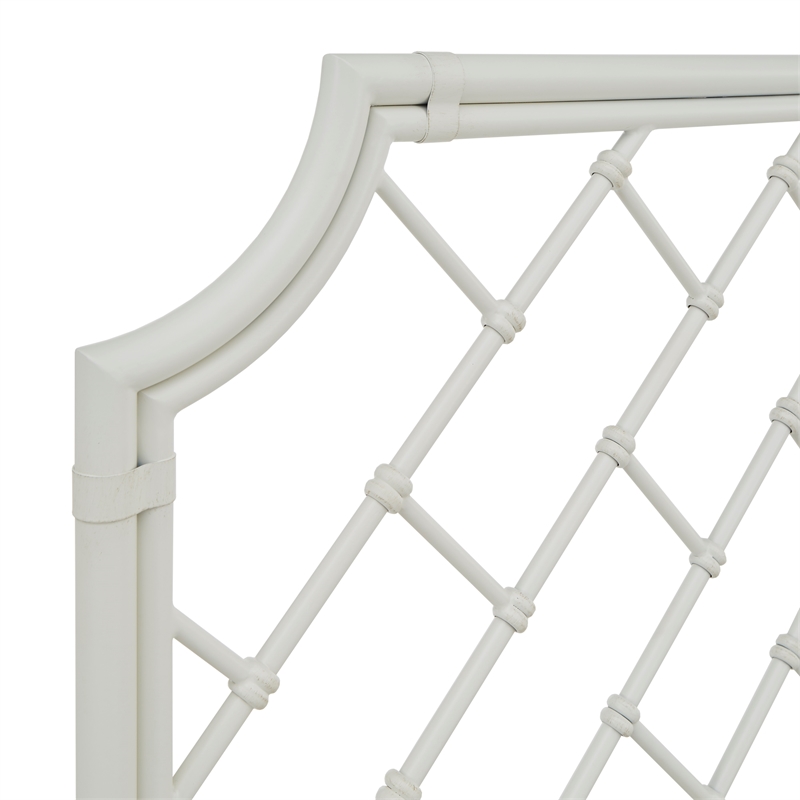 iNSPIRE Q Farmhouse Metal Geometric Mosaic Queen Bed in White