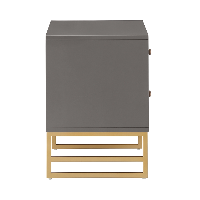 iNSPIRE Q Arched Diamond Metal and Engineered Wood End Table in Gray