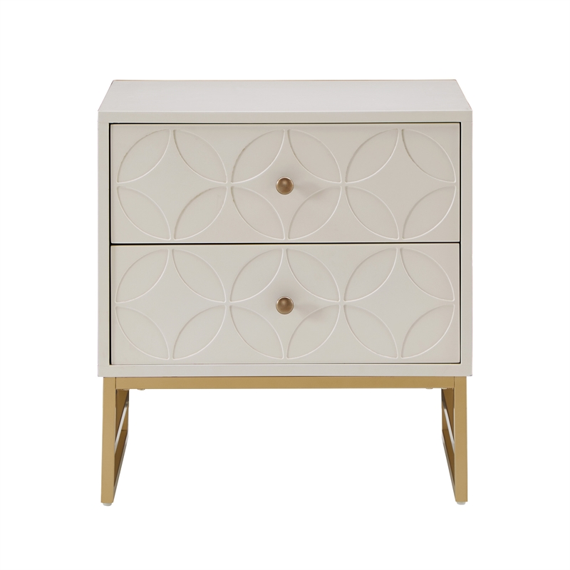 iNSPIRE Q Arched Diamond Metal and Engineered Wood End Table in White