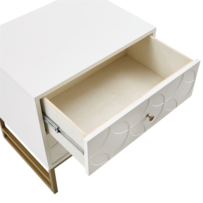 iNSPIRE Q Arched Diamond Metal and Engineered Wood End Table in White