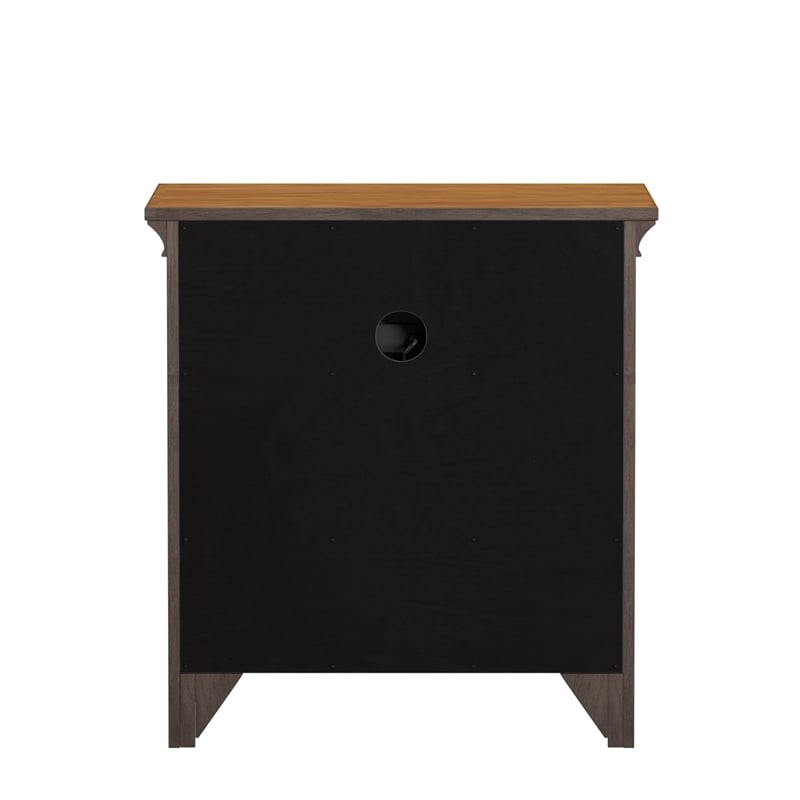 iNSPIRE Q 1-Drawer Wood Cupboard Nightstand with Charging Station in Oak