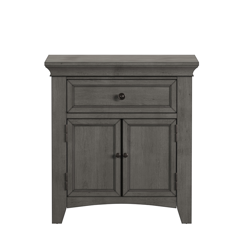 iNSPIRE Q 1-Drawer Wood Cupboard Nightstand with Charging Station in Gray