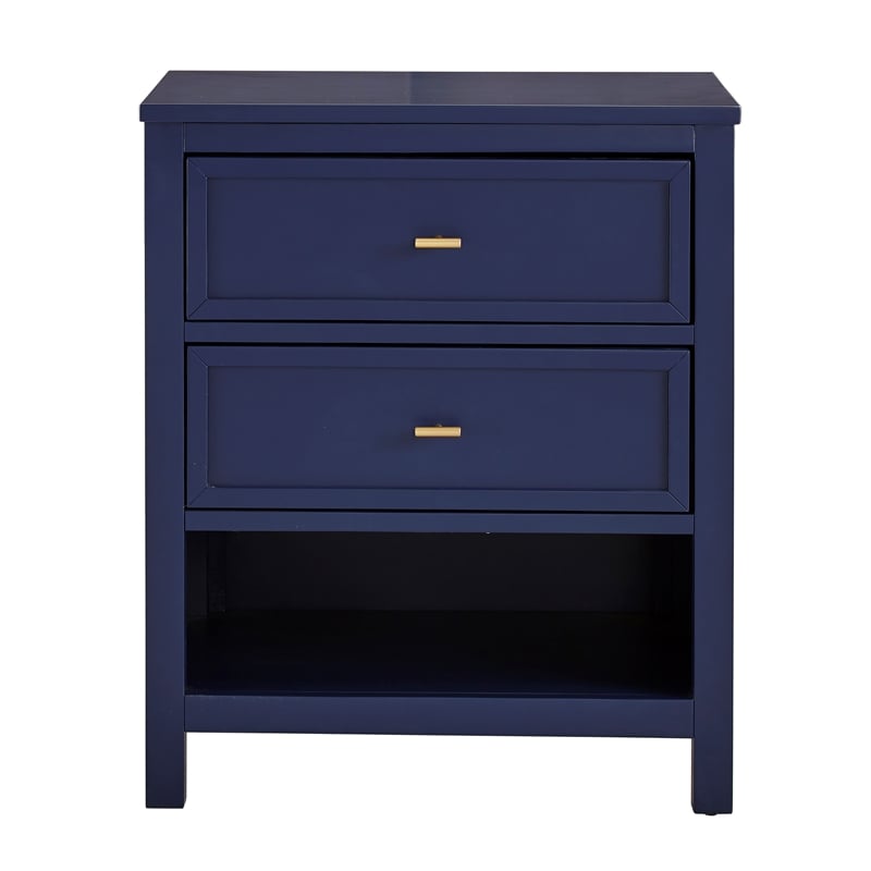 iNSPIRE Q 2-Drawer Solid Wood and Engineered Wood Nightstand in Twilight Blue