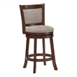 iNSPIRE Q Panel Back Linen Swivel Wood Counter Height Stool in Gray/Cherry