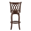 iNSPIRE Q Scroll Back Linen Swivel Wood Bar Stool in Gray/Cherry
