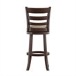 iNSPIRE Q Ladder Back Linen Swivel Wood Bar Stool in Beige/Dark Cherry