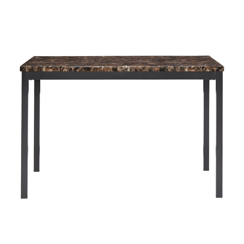 iNSPIRE Q Faux Marble Top and Metal Base Dining Table in Black Finish