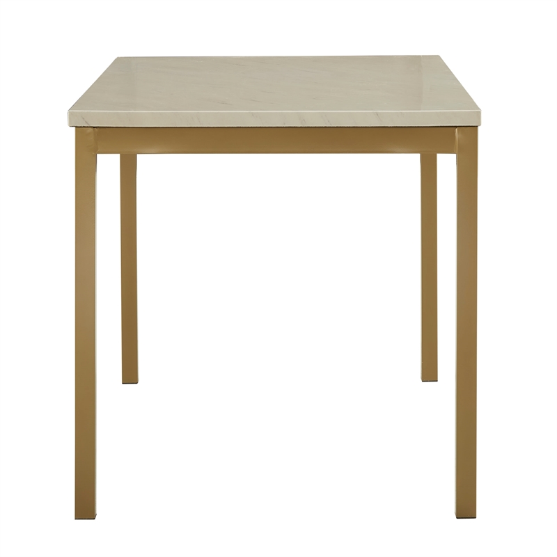 iNSPIRE Q Faux Marble Top and Metal Base Dining Table in White/Gold Finish