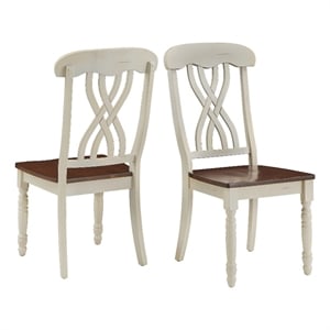 iNSPIRE Q Cross Back Two-Tone Wood Dining Chairs in Antique White (Set of 2)