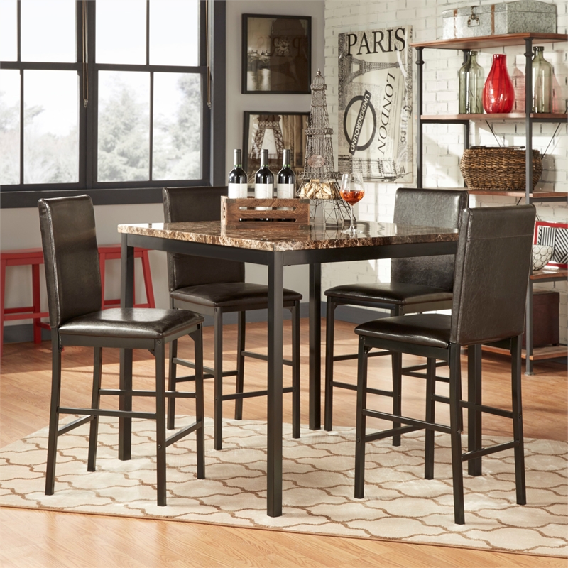 iNSPIRE Q Metal PU Upholstered Counter Height Chairs in Black Finish (Set of 4)