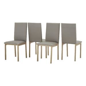 iNSPIRE Q Metal PU Upholstered Dining Chairs in Gray/Gold Finish (Set of 4)