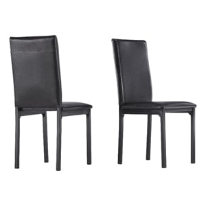 iNSPIRE Q Metal PU Upholstered Dining Chairs in Black/Dark Brown (Set of 2)