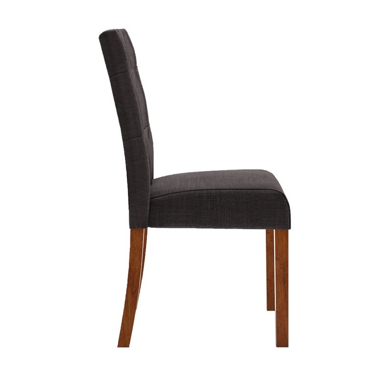 iNSPIRE Q Cherry Finish Wood Linen Dining Chairs (Set of 2) in Dark Gray