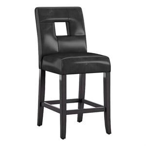 iNSPIRE Q Keyhole Back PU Wood Counter Height Stools (Set of 2) in Black