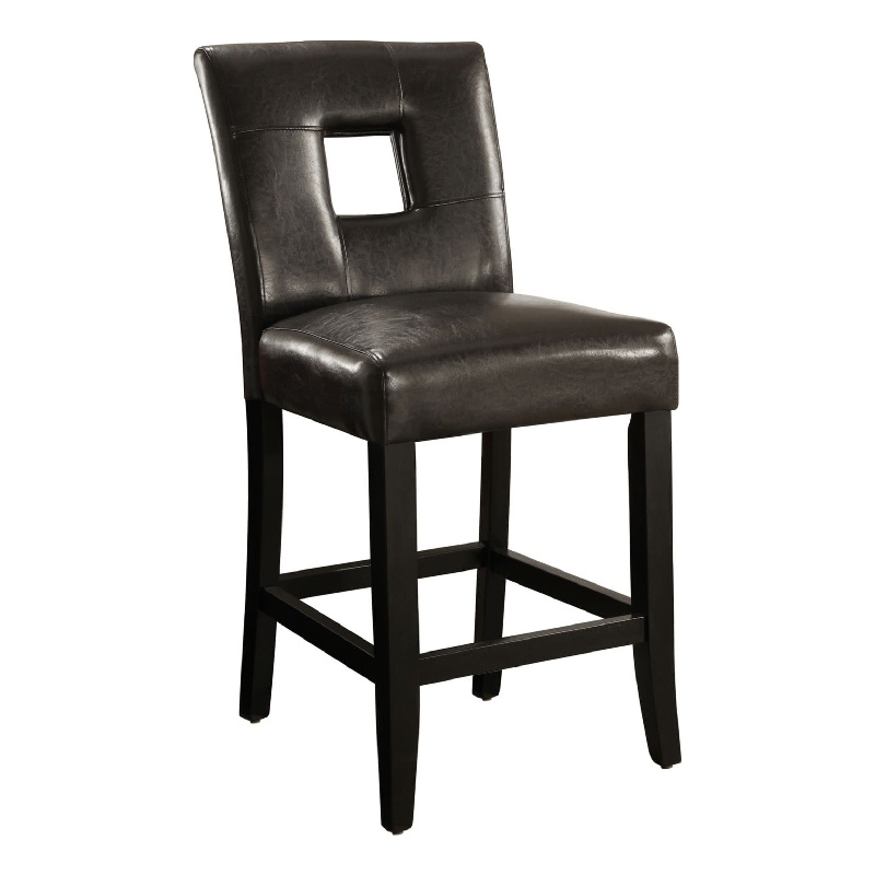 iNSPIRE Q Keyhole Back PU Wood Counter Height Stools (Set of 2) in Dark Brown