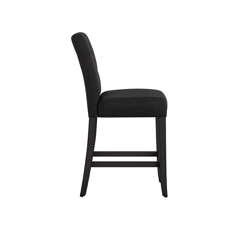 iNSPIRE Q Keyhole Back Linen Wood Counter Height Stools (Set of 2) in Dark Gray