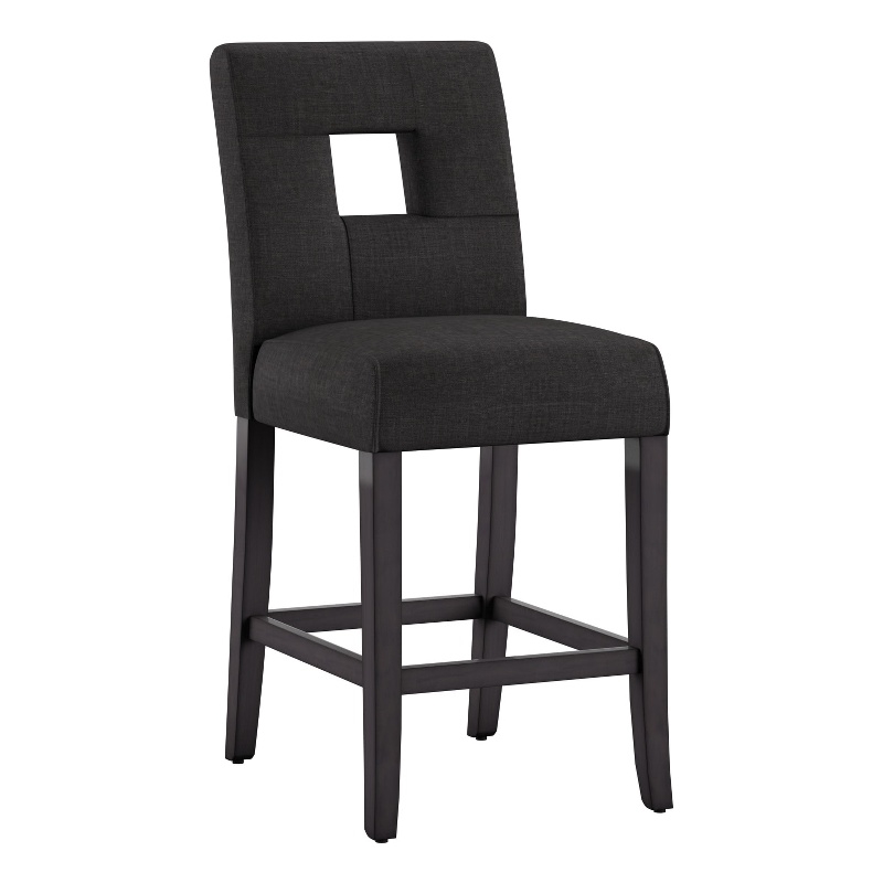 iNSPIRE Q Keyhole Back Linen Wood Counter Height Stools (Set of 2) in Dark Gray