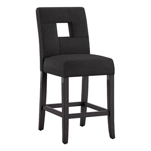 iNSPIRE Q Keyhole Back Linen Wood Counter Height Stools (Set of 2) in Dark Gray