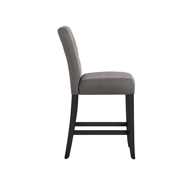 iNSPIRE Q Keyhole Back Linen Wood Counter Height Stools (Set of 2) in Gray