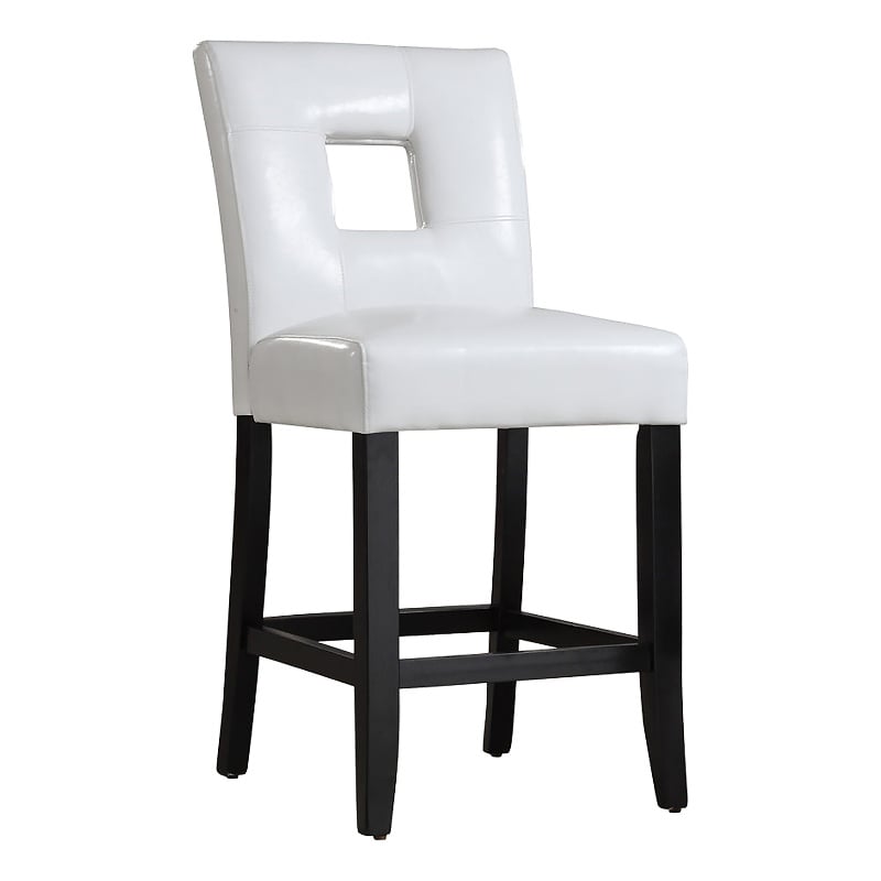 iNSPIRE Q Keyhole Back PU Wood Counter Height Stools (Set of 2) in White