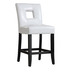 iNSPIRE Q Keyhole Back PU Wood Counter Height Stools (Set of 2) in White