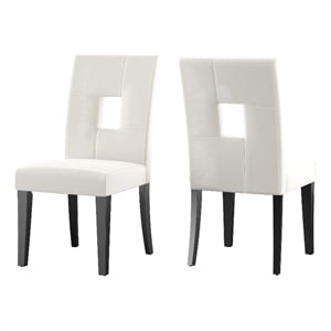 iNSPIRE Q Keyhole Back PU Wood Dining Chairs (Set of 2) in White